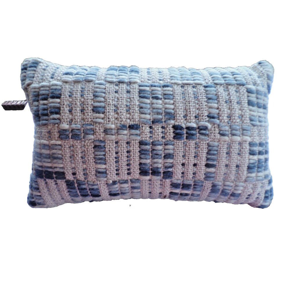 Magnolia Home Joanna Gaines Loloi Lumbar Pillow, Woven Wool, Blue Beige, 13x20"